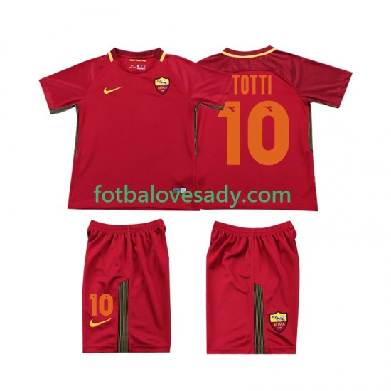 AS Řím Retro Totti 10 2017-2018 Děti Fotbalový dres Domácí Krátký rukáv