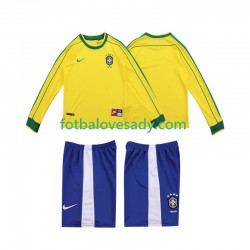 Brazílie Retro 1998 Děti Fotbalový dres Domácí Dlouhý rukáv