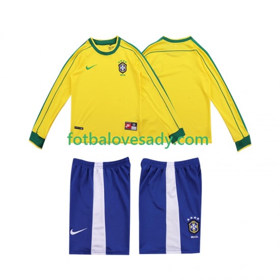 Brazílie Retro 1998 Děti Fotbalový dres Domácí Dlouhý rukáv