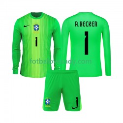 Brazílie Brankář Alisson Becker 1 2026 Děti Fotbalový dres Domácí Dlouhý rukáv