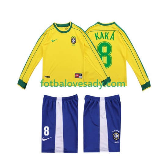 Brazílie Retro KAKA 8 1998 Děti Fotbalový dres Domácí Dlouhý rukáv