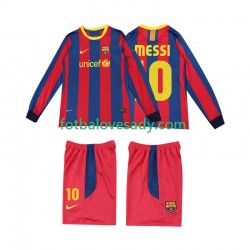 FC Barcelona Retro Lionel Messi 10 2010 2011 Děti Fotbalový dres Domácí Dlouhý rukáv