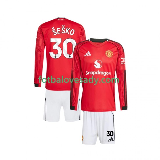 Manchester United Benjamin Sesko 30 Děti Fotbalový dres Domácí 2025-2026 Dlouhý rukáv