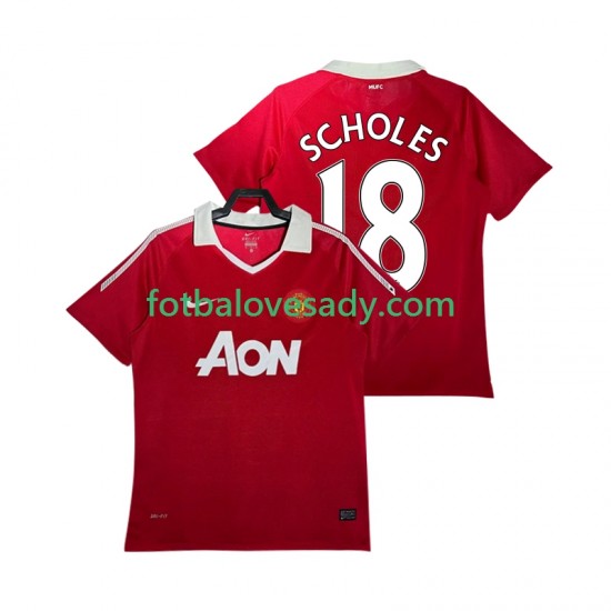 Manchester United Retro SCHOLES 18 2010 2011 Muži Fotbalový dres Domácí Krátký rukáv