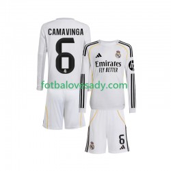 Real Madrid Camavinga 6 Děti Fotbalový dres Domácí 2025-2026 Dlouhý rukáv