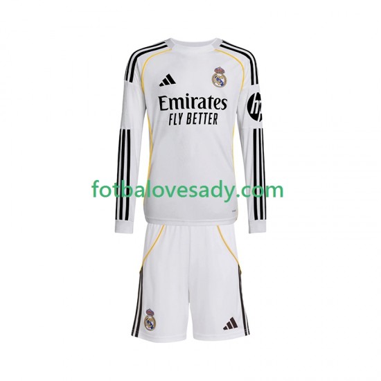 Real Madrid Děti Fotbalový dres Domácí 2025-2026 Dlouhý rukáv