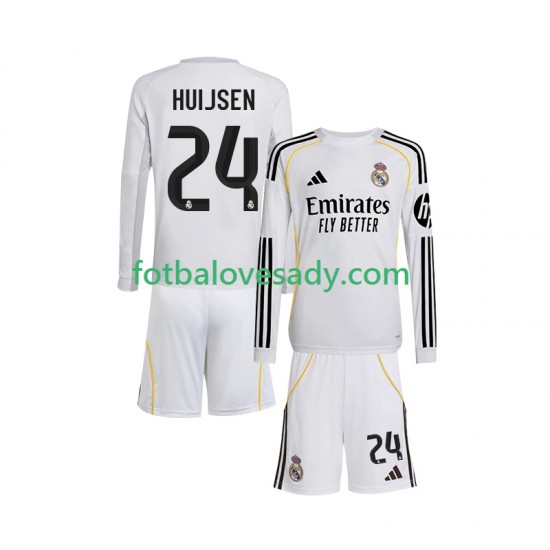 Real Madrid Huijsen 24 Děti Fotbalový dres Domácí 2025-2026 Dlouhý rukáv