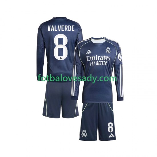 Real Madrid Valverde 8 Děti Fotbalový dres Venkovní 2025-2026 Dlouhý rukáv