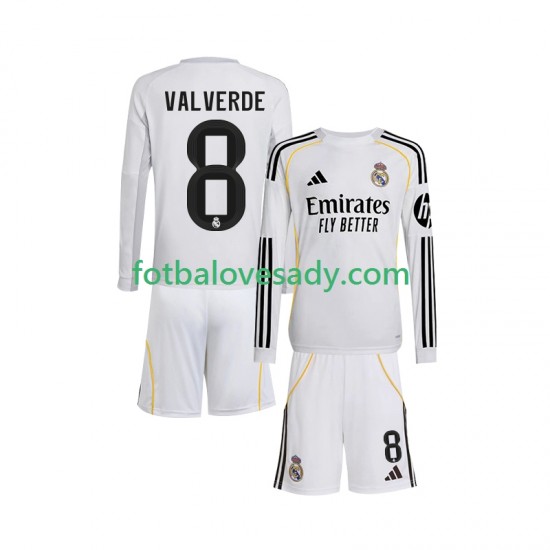 Real Madrid Valverde 8 Děti Fotbalový dres Domácí 2025-2026 Dlouhý rukáv